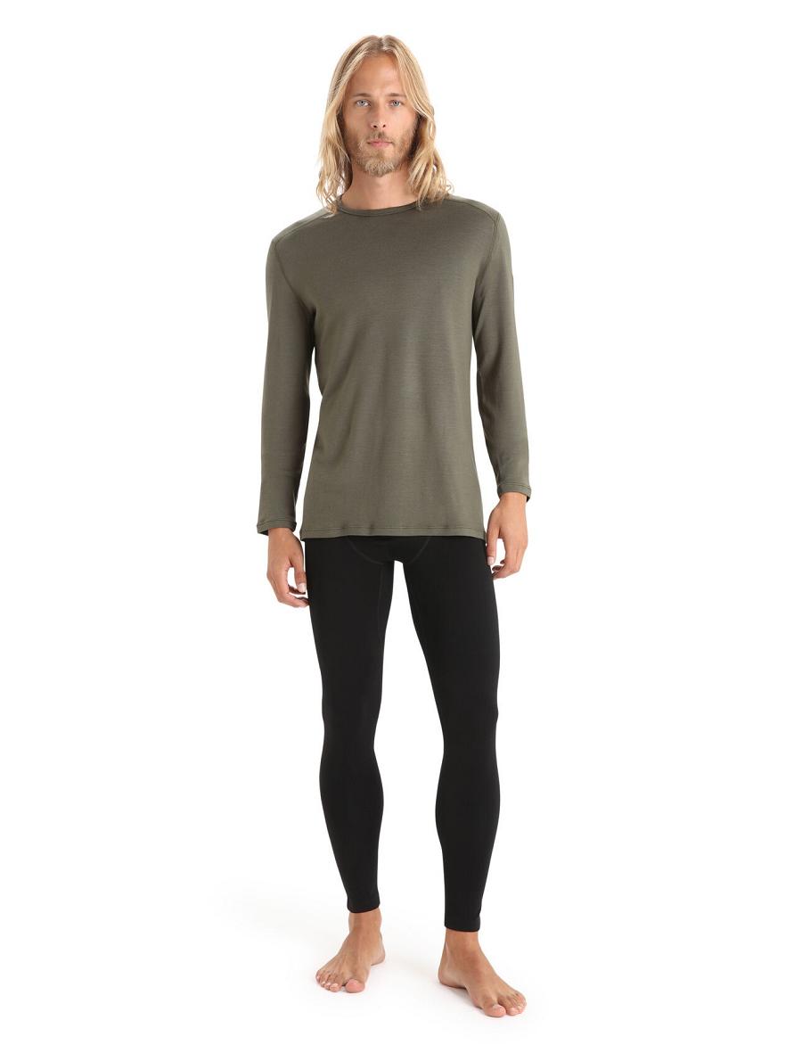 Black Icebreaker 15.5 Merino Thermal Leggings Men's Base Layers | AU 1354FDNM